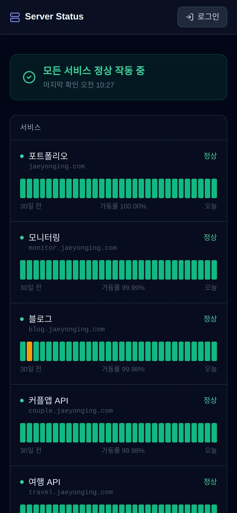 게스트 로그인을 지우고 status 페이지를 만들었다 이미지 3